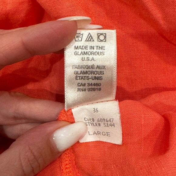 Juicy Couture - Y2K - Linen Strapless Dress - Bright Coral/Orange - Size L - Picture 7 of 7